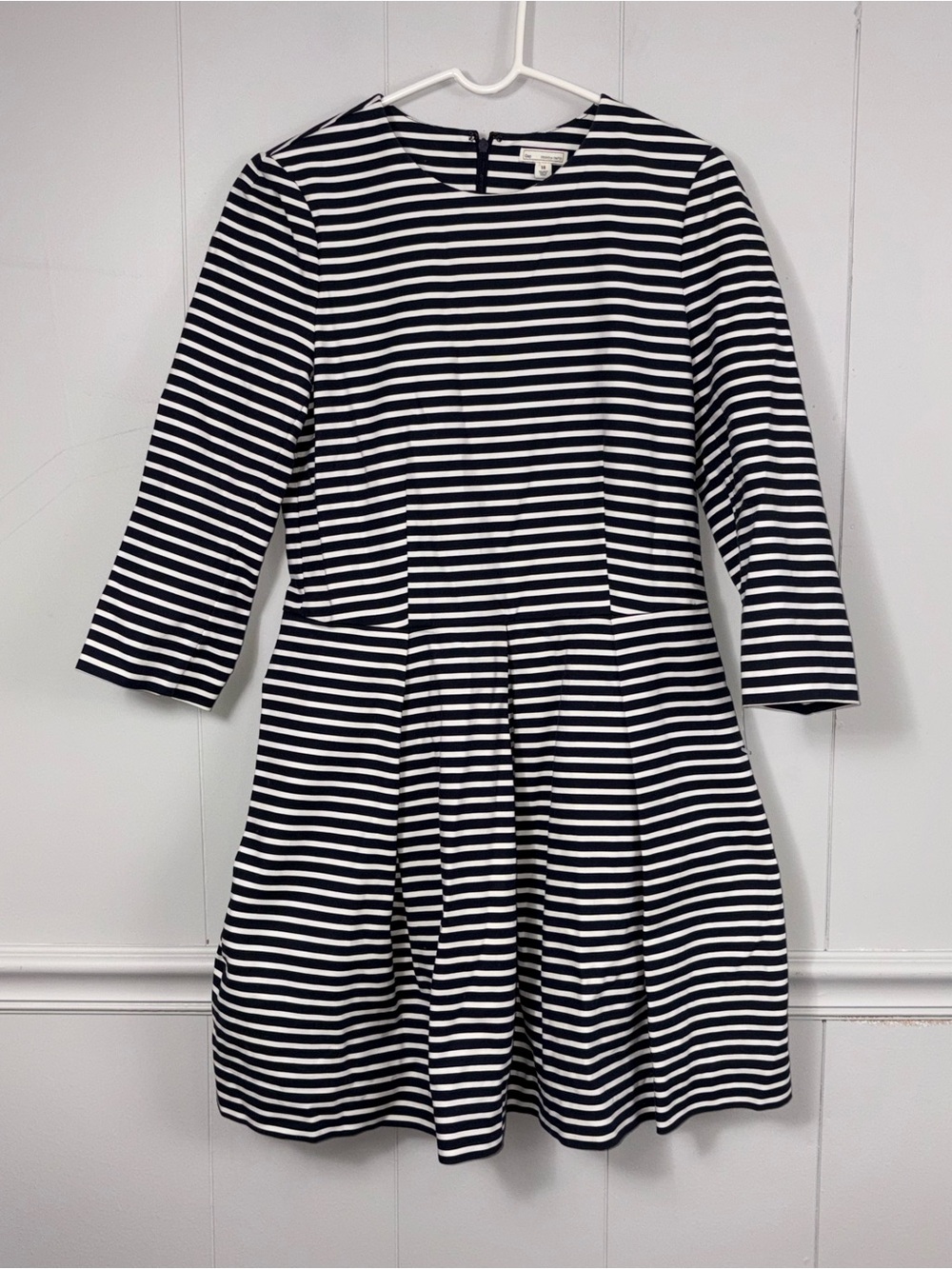 NWOT Gap Designed and Crafted Striped Fit and Flare Dark Navy White Dress 10